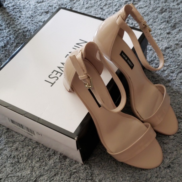 Light Beige Nine West Block Heeled Sandals - Picture 5 of 5
